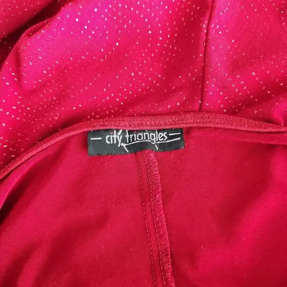 Vintage Y2K City Triangles Red Ruched Maxi Prom Dress Stretchy Spaghetti Strap S - Picture 12 of 13